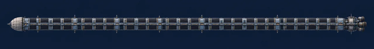 The complete approved exterior silhouette of the Necessity generation ship